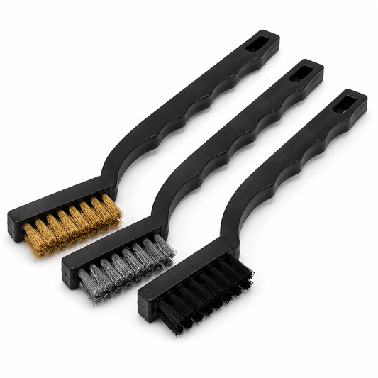 3-in-1 Wire Brush Set – Brass, Steel & Nylon Cleaning Brushes