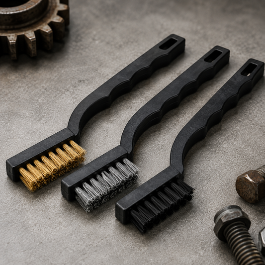 3-in-1 Wire Brush Set – Brass, Steel & Nylon Cleaning Brushes